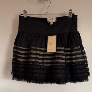 Pink Rose Black Sheer Striped Mini Skirt